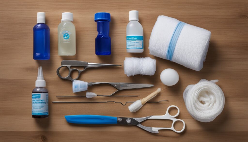 materiali per la cura dell'ombelico